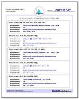 Mean, Median, Mode and Range Worksheet Calculator 3