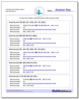 Calculator Mean Median Range 3 Worksheet