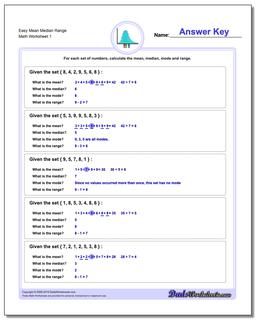 Mean, Median, Mode and Range Worksheet Easy