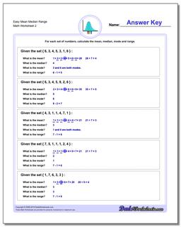 Easy Mean Median Range /worksheets/mean-median-range.html Worksheet