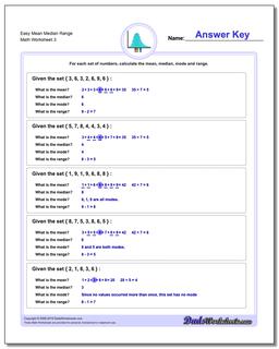 Easy Mean Median Range Worksheet