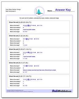 Easy Mean Median Range Worksheet