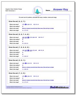 Negative Mean Median Range Worksheet