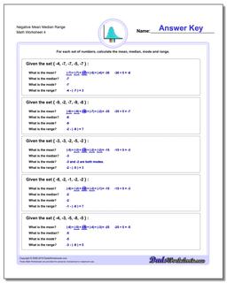 Negative Mean Median Range Worksheet