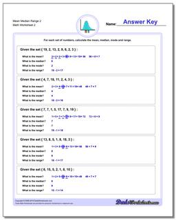 Mean Median Range 2 /worksheets/mean-median-range.html Worksheet