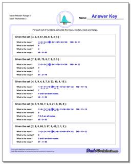 Mean Median Range 3 Worksheet