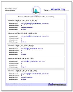 Mean Median Range 3 Worksheet