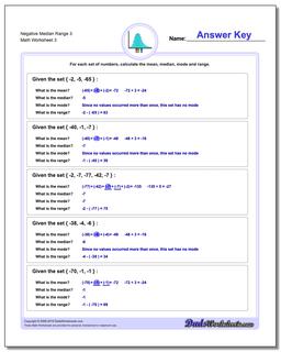 Negative Median Range 3 Worksheet