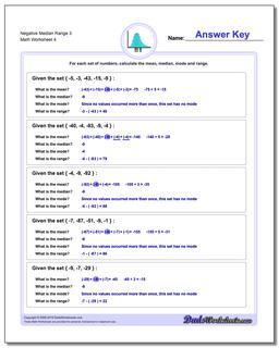 Negative Median Range 3 Worksheet