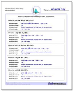 Calculator Negative Median Range /worksheets/mean-median-range.html Worksheet