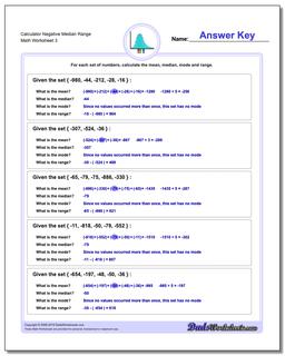 Calculator Negative Median Range Worksheet