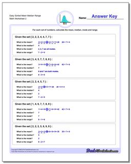 Easy Sorted Mean Median Range /worksheets/mean-median-range.html Worksheet