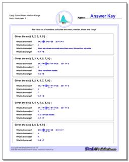 Easy Sorted Mean Median Range Worksheet