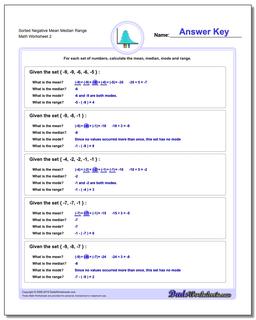 Sorted Negative Mean Median Range /worksheets/mean-median-range.html Worksheet