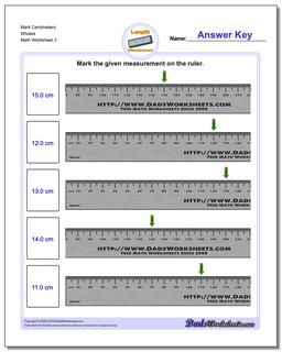 Mark Centimeters Wholes Worksheet