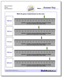 Mark Centimeters Wholes Worksheet