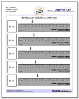 Mark Centimeters Wholes and Half cm 1 /worksheets/metric-measurement.html Worksheet