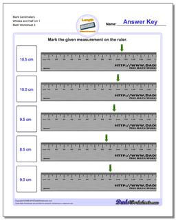 Mark Centimeters Wholes and Half cm 1  Worksheet