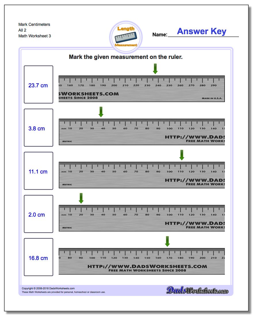 Mark Centimeters All 2 Worksheet