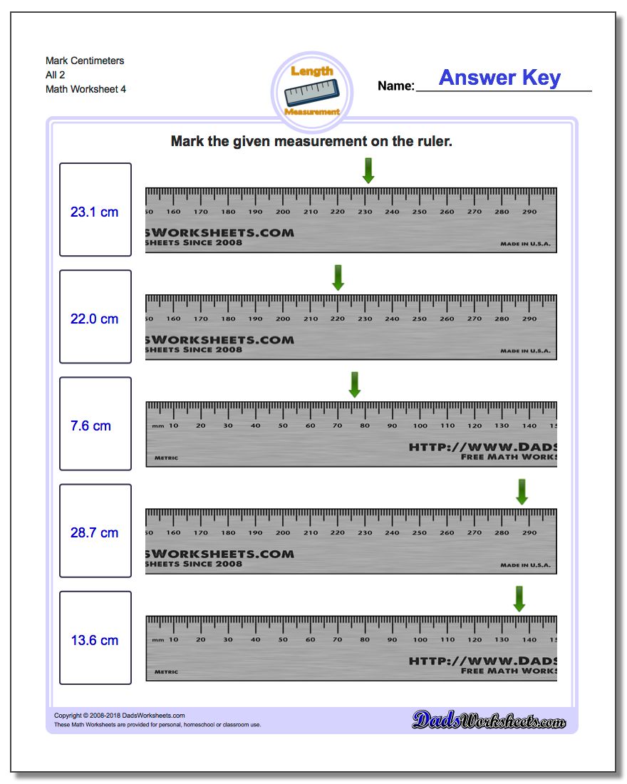 Mark Centimeters All 2 Worksheet