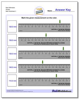 Mark Millimeters Wholes Worksheet