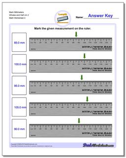 Mark Millimeters Wholes and Half cm 2  Worksheet