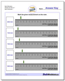 Mark Millimeters Wholes and Half cm 1 Metric Measurement Worksheet