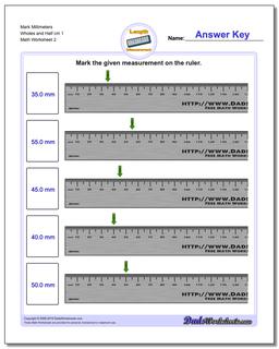 Mark Millimeters Wholes and Half cm 1 /worksheets/metric-measurement.html Worksheet