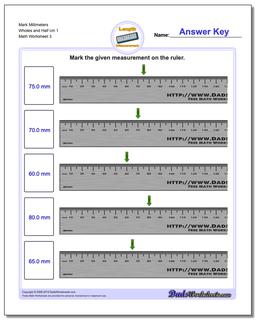 Mark Millimeters Wholes and Half cm 1  Worksheet