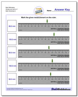 Mark Millimeters Wholes and Half cm 1  Worksheet