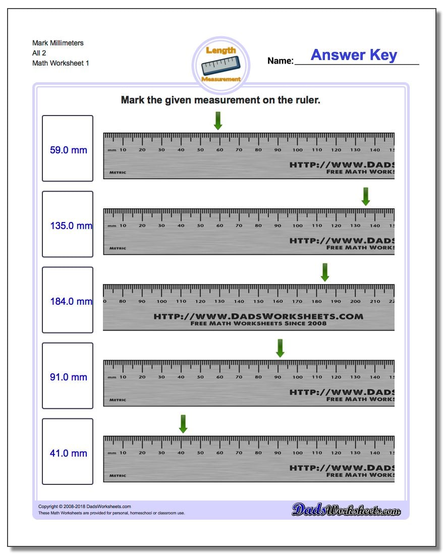 Mark Millimeters All 2 Metric Measurement Worksheet