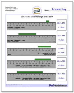 Measure Centimeter Half Lengths, Half Starts /worksheets/metric-measurement.html Worksheet