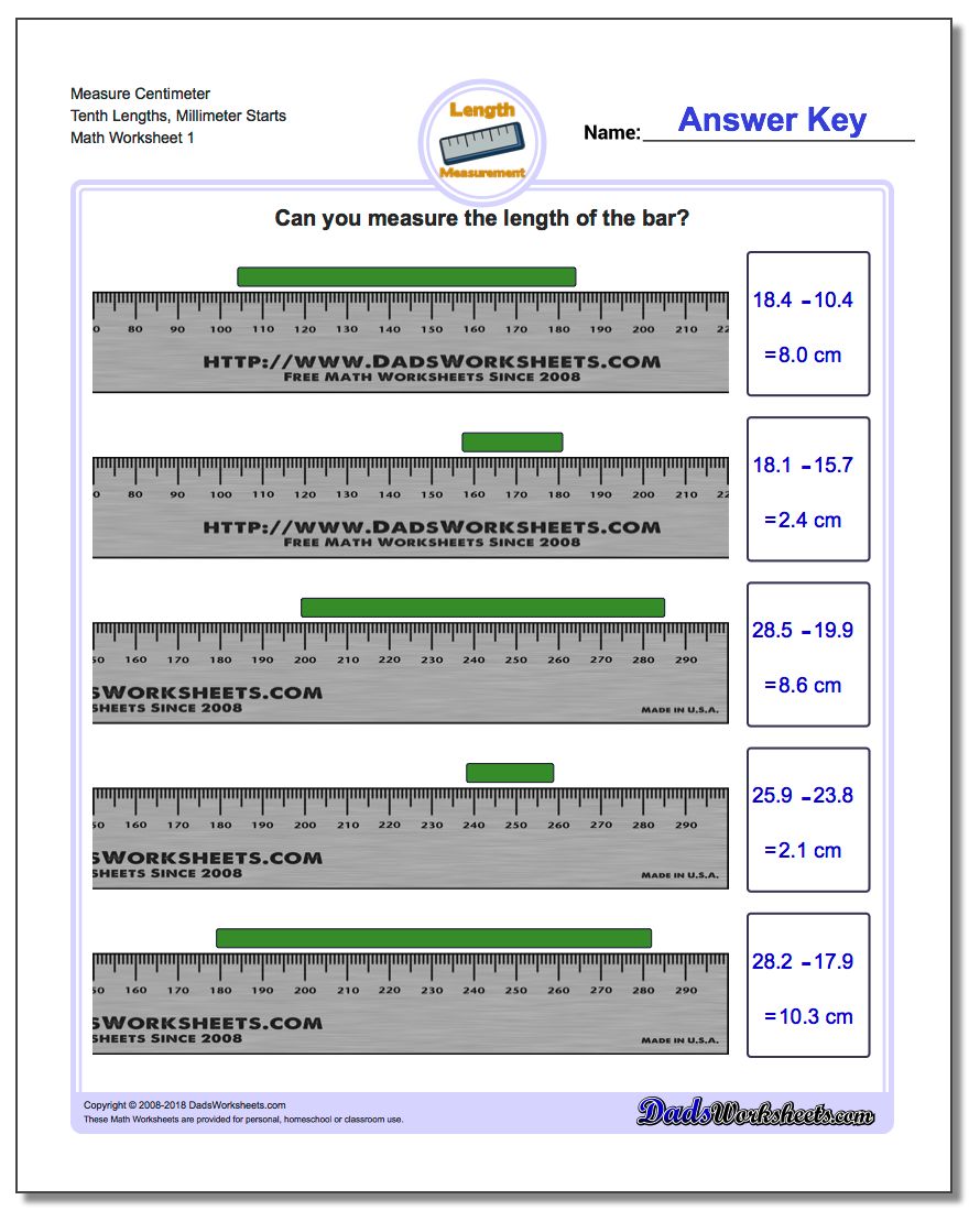 worksheet Centimeter Worksheets measure centimeters from millimeter starts centimeter tenth lengths metric measurement worksheet