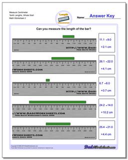 Measure Centimeter Tenth Lengths, Whole Start /worksheets/metric-measurement.html Worksheet