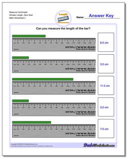 Measure Centimeter Wholes Length, Zero Start /worksheets/metric-measurement.html Worksheet