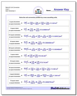 Metric/SI Unit Conversion Worksheet Area 3