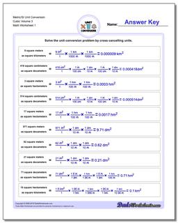 Metric SI Unit Conversion Worksheets Metric/SI Conversion Cubic Volume 3