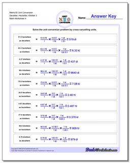 Metric/SI Unit Conversion Worksheet Decaliter, Hectoliter, Kiloliter 3