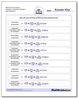 Metric/SI Unit Conversion Worksheet Decameter, Hectometer, Kilometer 1