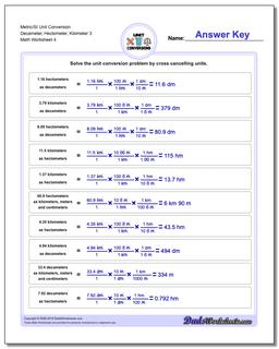 Metric/SI Unit Conversion Worksheet Decameter, Hectometer, Kilometer 3