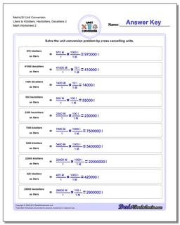 Metric/SI Unit Conversion Worksheet Liters to Kiloliters, Hectoliters, Decaliters 2 /worksheets/metric-si-unit-conversions.html