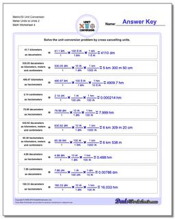 Metric/SI Unit Conversion Worksheet Meter Units to Units 2