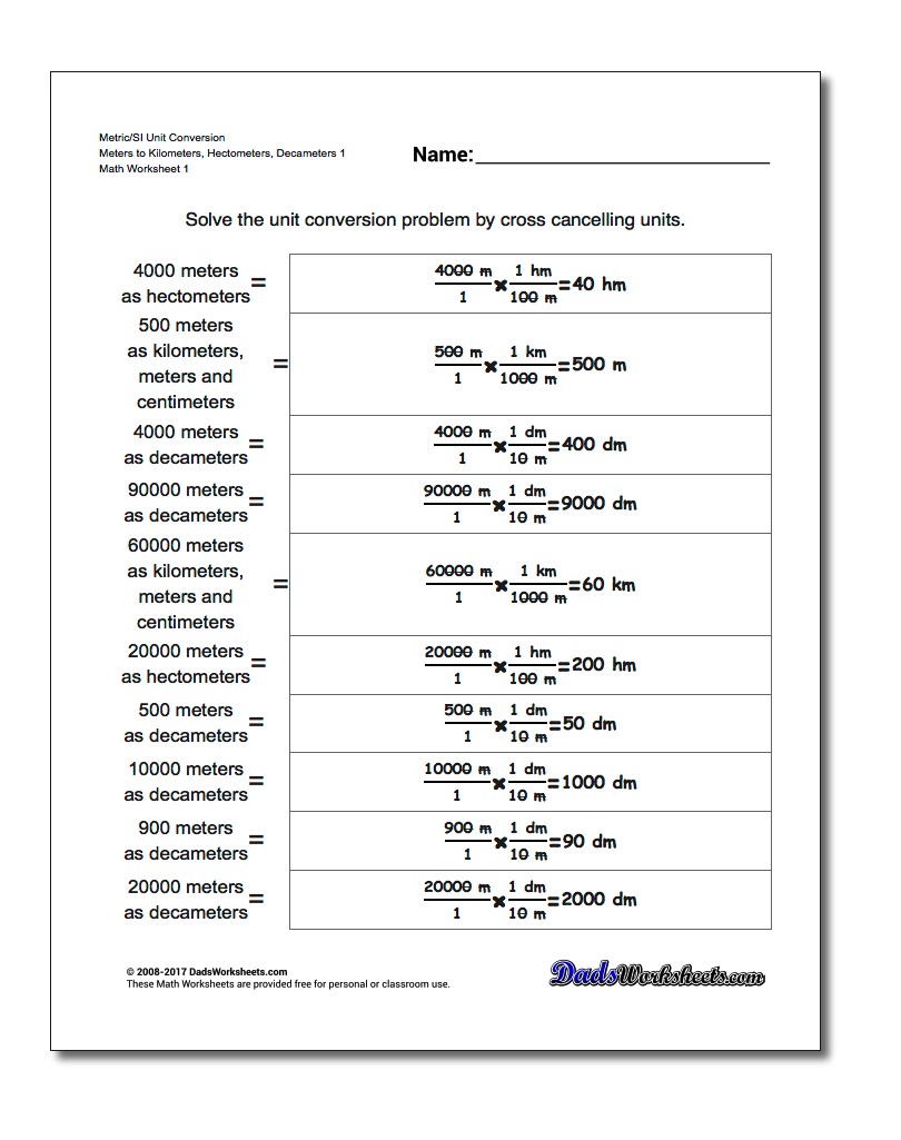 unit conversions worksheet