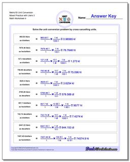 Metric/SI Unit Conversion Worksheet Mixed Practice with Liters 3