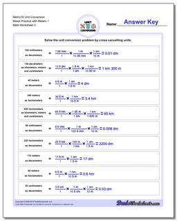 Metric/SI Unit Conversion Worksheet Mixed Practice with Meters 1