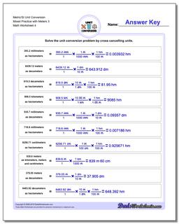 Metric/SI Unit Conversion Worksheet Mixed Practice with Meters 3