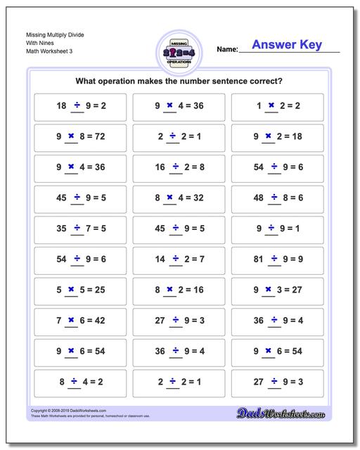 Find The Missing Number Multiplication And Division Worksheets