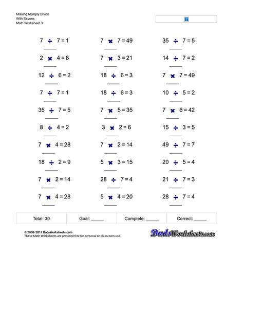 multiplication and division missing operation worksheets