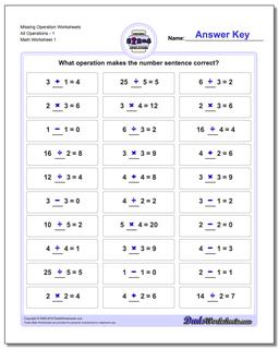 Missing Operations All Worksheet