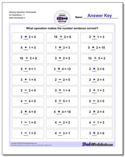 Missing Operation Worksheet All Operations1